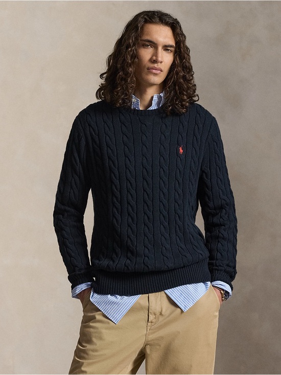 Ralph Lauren Dark Brown Cable-Knit Crewneck Sweater - Picture 4 of 15